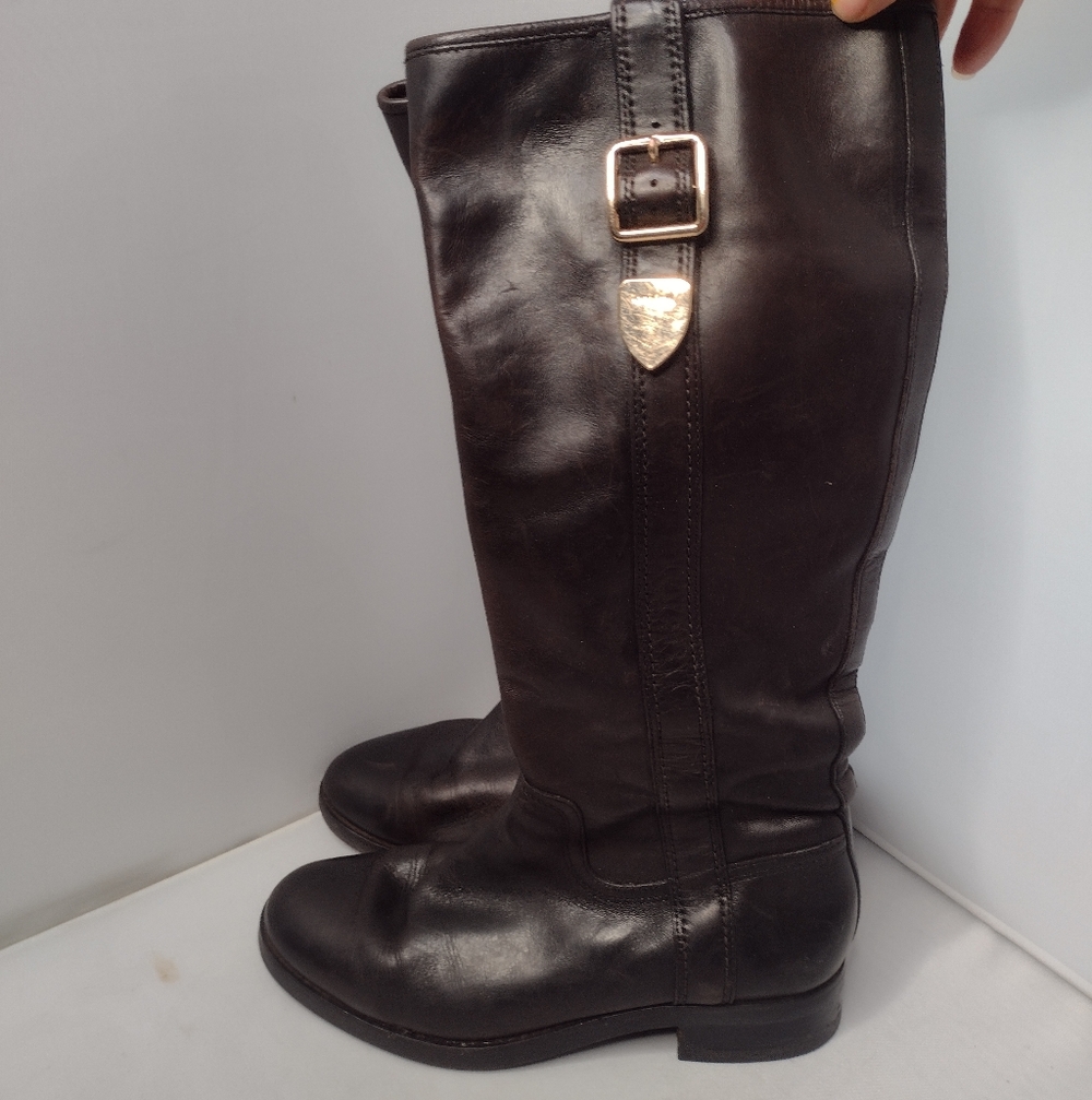 Coach‎ Women's Easton Leather Riding Boots Size 5.5 Brown Equestrian B2